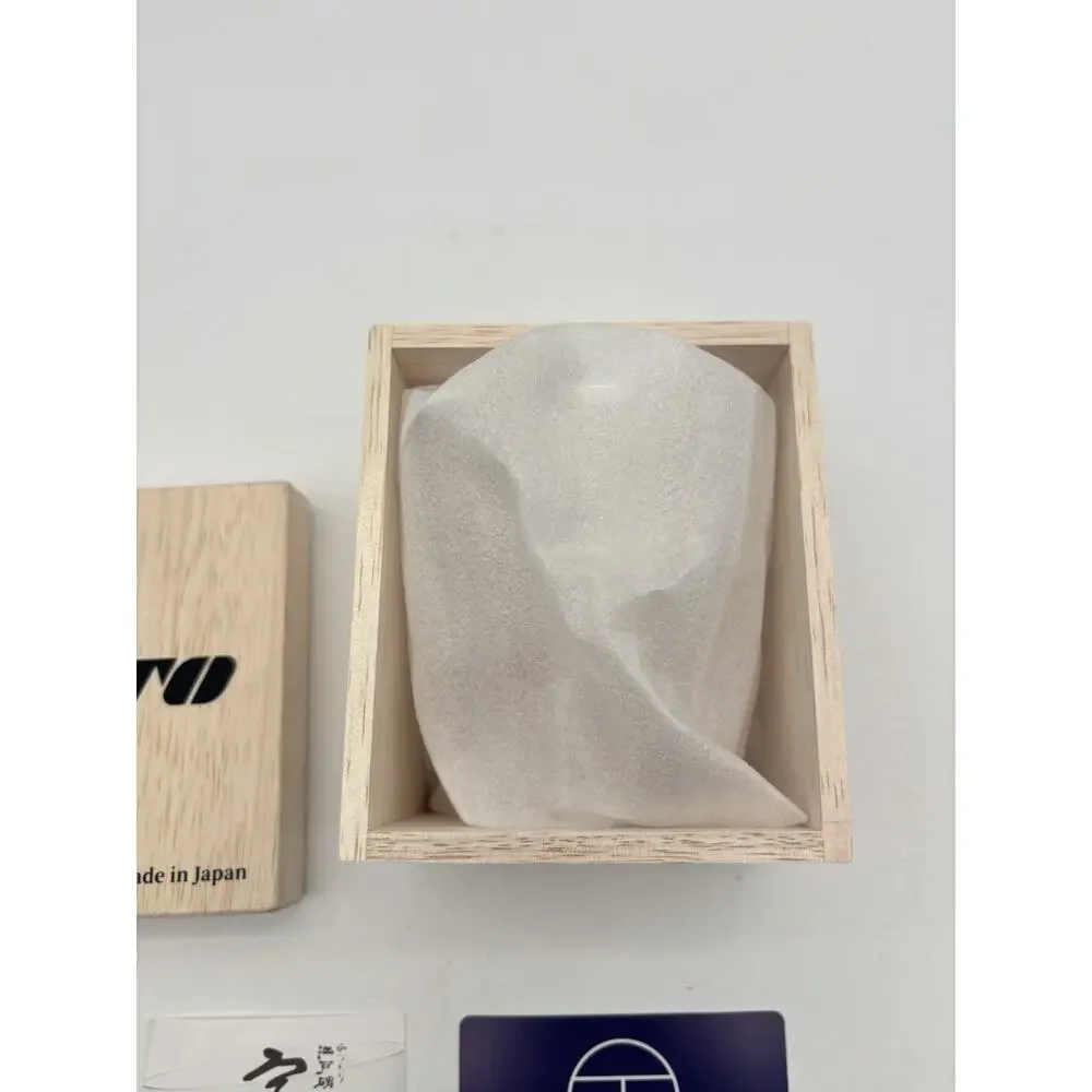 New Tajima Glass Sato Mount Fuji Rocks Glass with Wooden Box Tokyo Japan